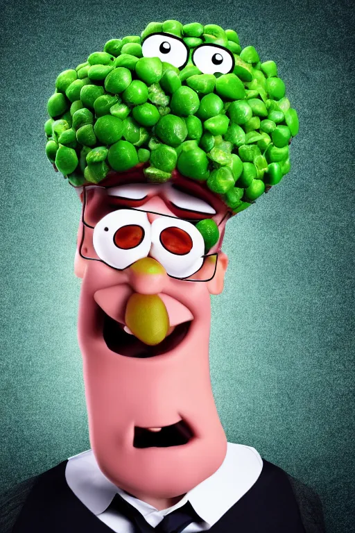 Image similar to 📷 peter griffin is pea, made of food, head portrait, dynamic lighting, 4 k