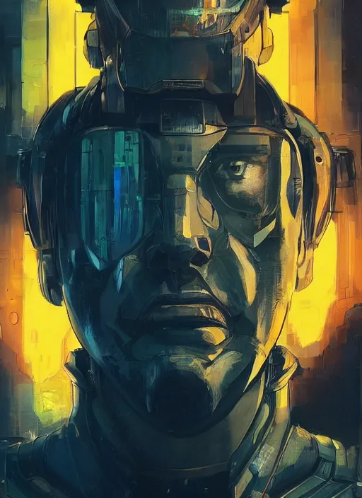 Image similar to cyberpunk space pilot character ( blade runner 2 0 4 9, dystopian, cyberpunk 2 0 7 7 character design ). attractive face. portrait by james gurney and laurie greasley and yoji shinkawa, oil on canvas. cinematic composition, hyper realism, realistic proportions, anatomy, dramatic lighting, photorealistic, high detail, 4 k