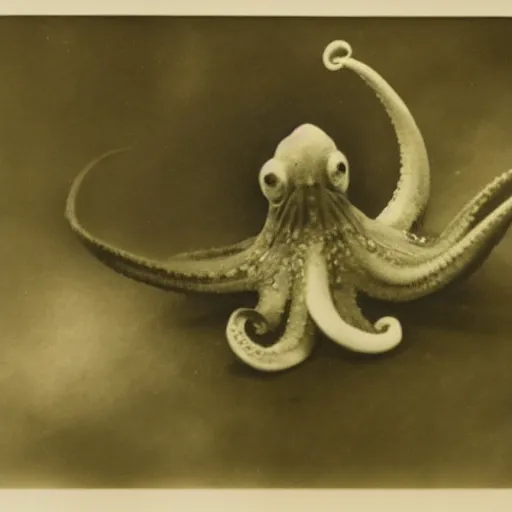 Image similar to vintage photograph of an octopus with a human face