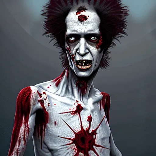 Image similar to young and slim robert smith as a zombie, 7 days to die zombie, fine art, award winning, intricate, elegant, sharp focus, cinematic lighting, highly detailed, digital painting, 8 k concept art, art by z. w. gu, art by brom, art by michael hussar, masterpiece, 8 k