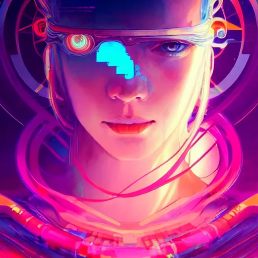 Image similar to a netrunner vortex, vaporwave aesthetic, colorful, psychedelic, digital painting, artstation, concept art, smooth, sharp focus, illustration, art by artgerm and greg rutkowski and alphonse mucha