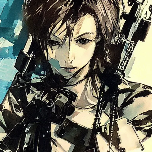 Prompt: 💣 🚦 🍈 girl, yoji shinkawa