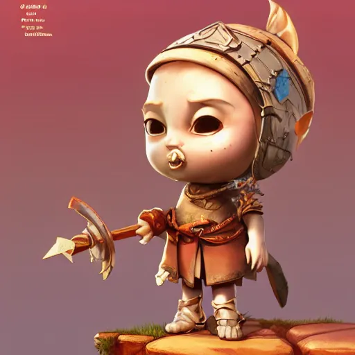Image similar to super cute little warrior princess 3D concept by Gediminas Pranckevicius, Game Art, Ultra wide angle, hyper detailed, Character Modeling, cartoon, cinematic, raytrace, concept art, Trend on Behance 3d Art, V-Ray, Maya, C4D