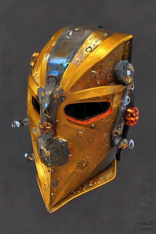 Image similar to colorful vivid steampunk mask minimalist fantasy art robot ninja helmet, global illumination ray tracing hdr fanart arstation by sung choi and eric pfeiffer and gabriel garza and casper konefal
