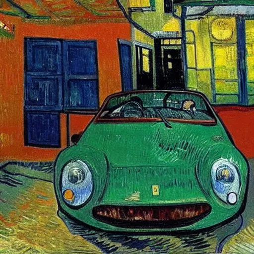 Prompt: a ferrari as painted by vincent van gogh