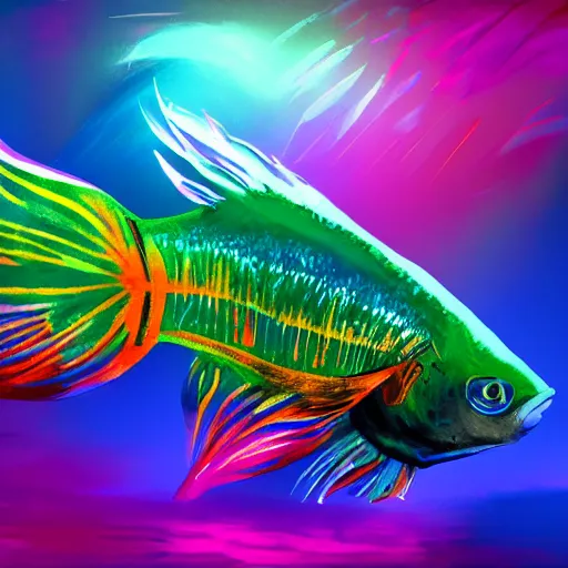 Image similar to A beatiful beta fish full of color, shiny, digital art, trending on artstation, award winning, 8k