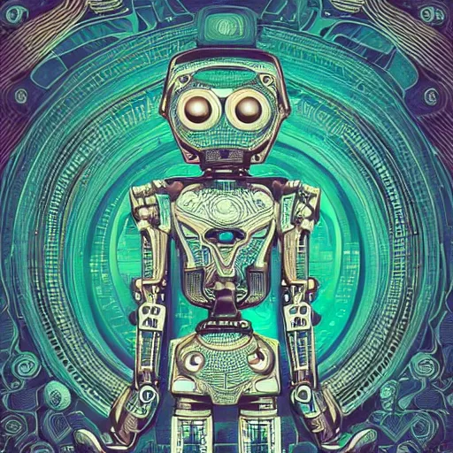 Prompt: a highly detailed, robot, cyborg eyes, in the style of Audrey Kawasaki, lots of mechanical parts, chrome, ornate, rendered in 3D, as trending on artstation, standing in the over grown coral reef ocean, bokeh