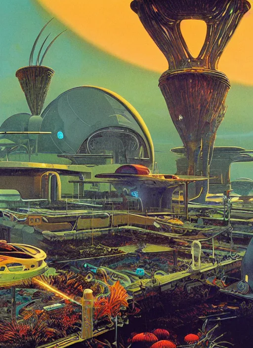 Solarpunk building with retro city aesthetic - Retro Futurism