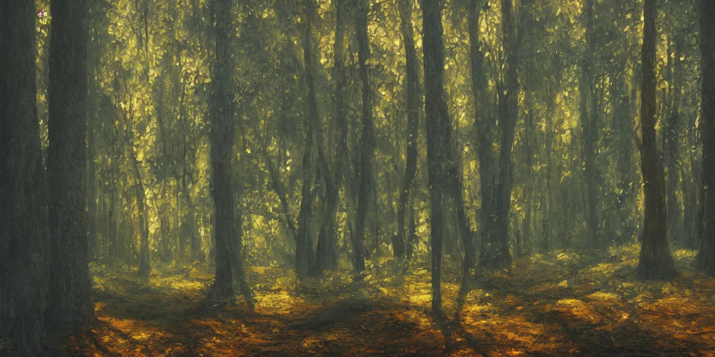 Image similar to a forest, cinematic lighting, detailed oil painting, hyperrealistic, 8k