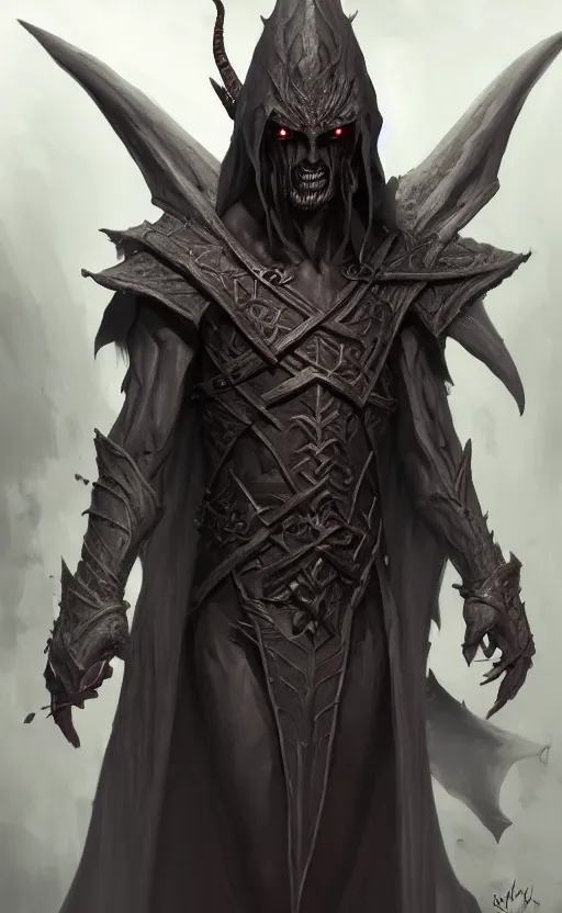 Image similar to legendary creepy dark elf wizard, highly detailed, d & d, fantasy, highly detailed, digital painting, trending on artstation, concept art, sharp focus, illustration, global illumination, ray tracing, realistic shaded, art by artgerm and greg rutkowski and fuji choko and viktoria gavrilenko and hoang lap