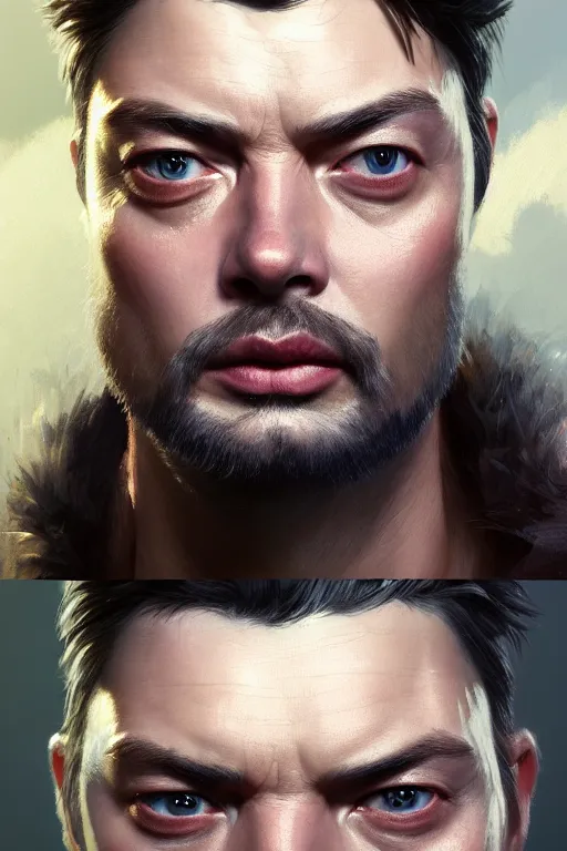 Image similar to ultra detailed close up facial portrait of karl urban, extremely detailed digital painting, in the style of fenghua zhong and ruan jia and jeremy lipking and peter mohrbacher, mystical colors, rim light, beautiful lighting, 8 k, stunning scene, raytracing, octane, trending on artstation