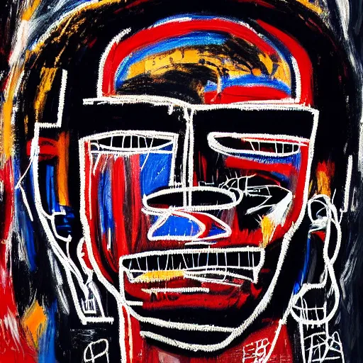 Image similar to A extremely highly detailed majestic hi-res beautiful immaculate head and shoulders painting of a strong black african man by Jean-Michel Basquiat, 8k, high textures, hyper sharp, insanely detailed and intricate, super detailed, 4k HDR high quality