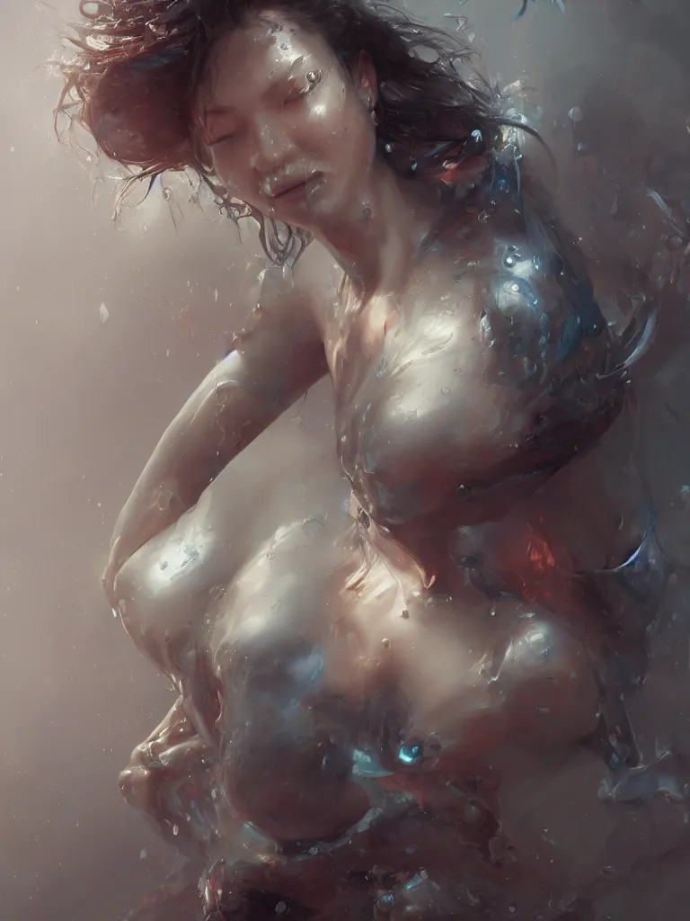 Image similar to wet t - shirt contest girl at disneyworld, 3 d render, hyper realistic detailed portrait, ruan jia, wlop. scifi, fantasy, hyper detailed, decolletage, confident pose, octane render, concept art, peter mohrbacher