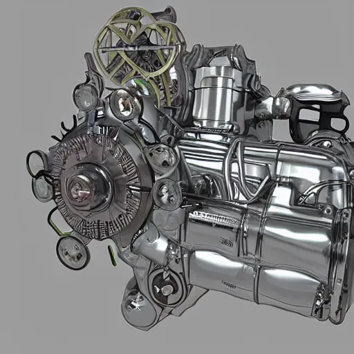 Image similar to high powered next generation industrial dream catcher, engines gears and pistons diesel powered