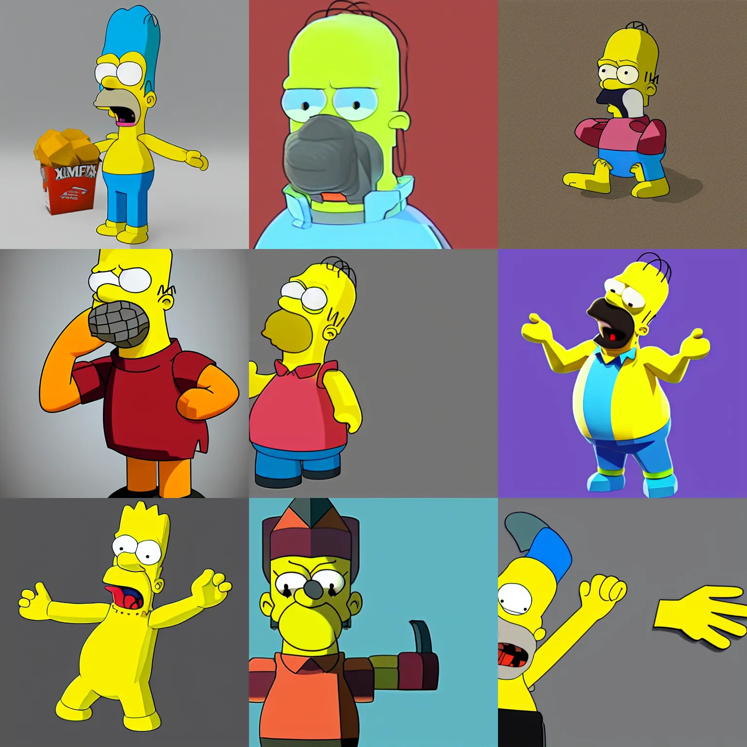 Prompt: low poly homer simpson