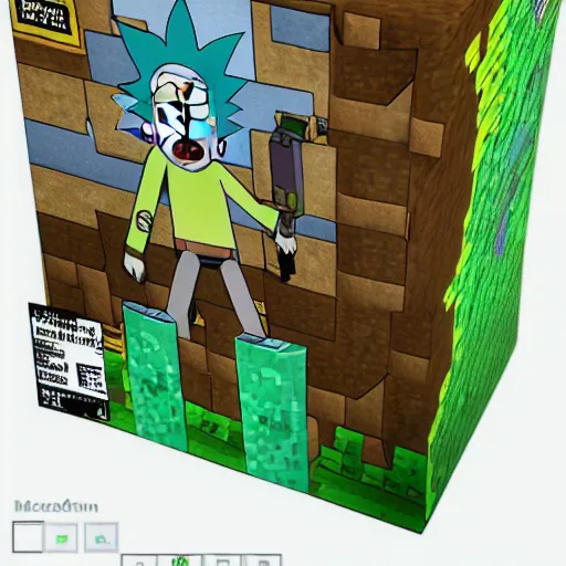 Image similar to rick and morty minecraft dragon