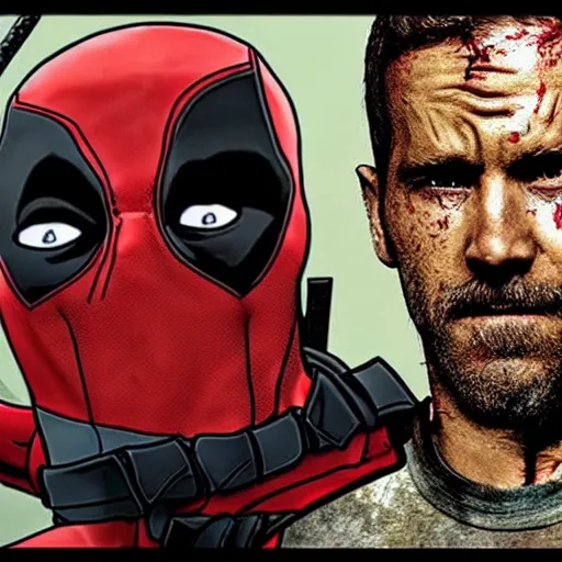 Image similar to deadpool in the walking dead 4 k detailed super realistic