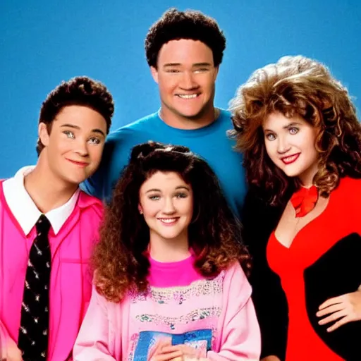 Prompt: Original photograph of the eighties sitcom Saved By The Bell by NBC