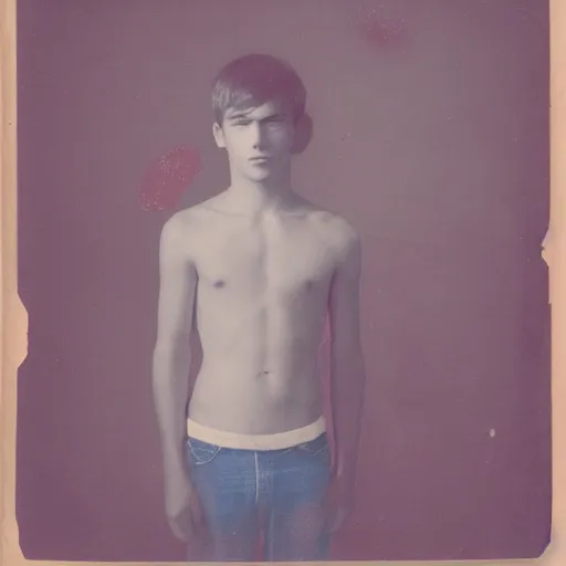 Image similar to anaglyph filter consistent portrait of a young dude 1 9 years old, with thorn