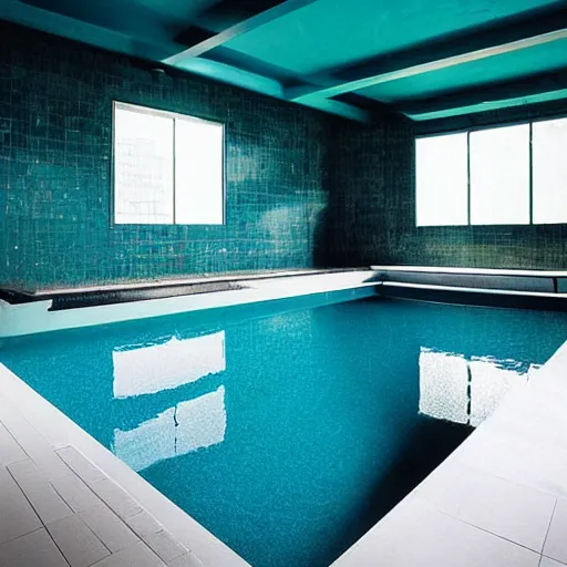 Prompt: infinite pools with tiles over all the walls, the backrooms, liminal space, dreamlike