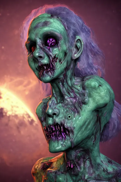 Image similar to cosmic horror zombie necromancer portrait by binx.ly rendered by discodiffusion 8k 3d unrealengine