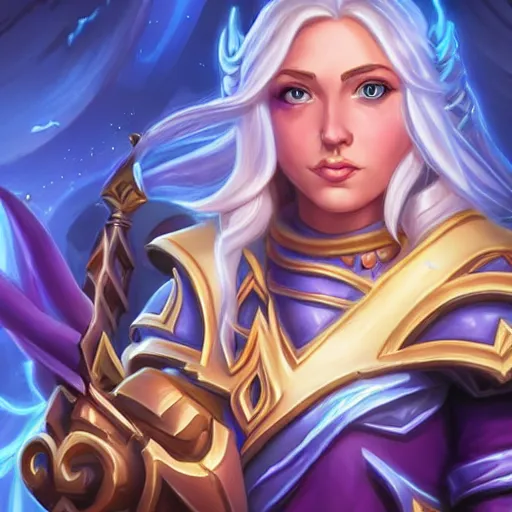 Prompt: Jaina Proudmoore, hearthstone art