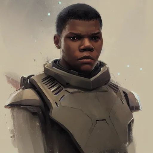Prompt: portrait of a man by greg rutkowski, he looks like john boyega, star wars expanded universe, he is about 2 0 years old, wearing the tactical gear of the galactic alliance, digital painting, artstation, concept art, smooth, sharp foccus ilustration, artstation hq