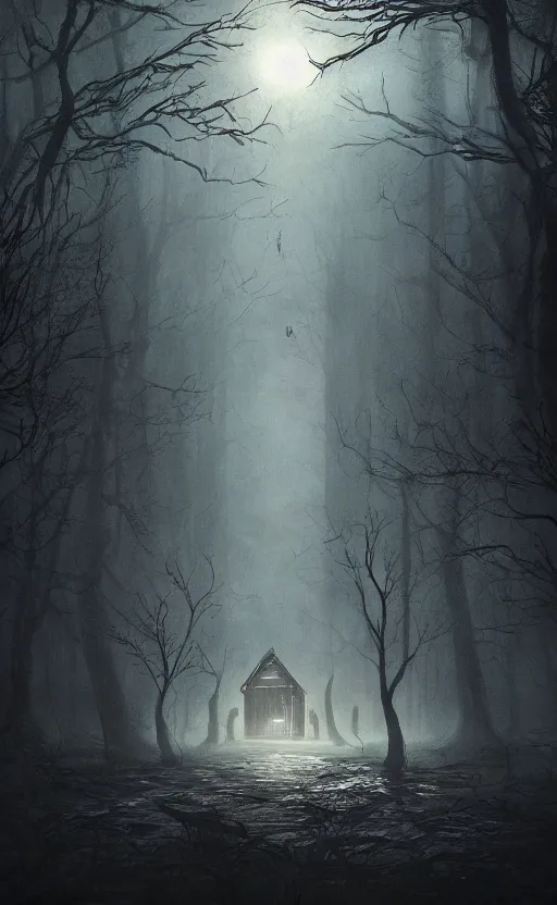 Image similar to dark fantasy concept art of a stranger things inspired landscape, spooky and creepy, with an eery vibe, dynamic lighting, photorealistic, hyper realistic, ultra detailed, ambient lighting, atmospherical, stunning visuals, creative, trending on art station, stunning visuals