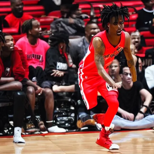 Image similar to playboi carti playing for the atlanta hawks