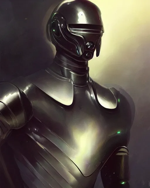 Prompt: iridescent sinewy smooth muscular male sleek glossy black pearlescent scifi armor with smooth black featureless helmet, by greg rutkowski, mark brookes, jim burns, tom bagshaw, trending on artstation