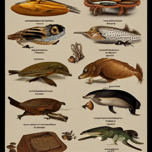 Prompt: an illustrated field guide to different species of toasters showing examples of males and females of each species, biological illustrations, art by john james audubon robert stebbins and terryl whitlatch and david sibley and charles darwin, highly detailed, intricately detailed, 8 k, trending on artstation