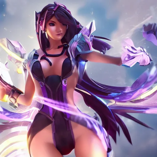 Image similar to still of pretty Irelia (League of Legends) in KDA More music video. 3d render, octane render, game art, realistic, highly detailed, trending on artstation, 4k, trending on artstation, pixar, cgsociety, unreal engine 5, redshift render, trending on artstation, blender, behance, cg