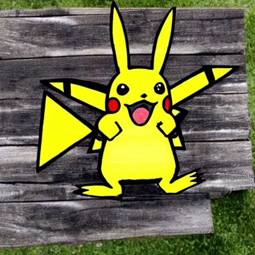 Image similar to Pikachu made out of planks