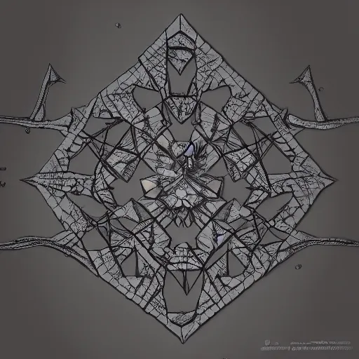 Image similar to triangles, thorns, skulls, modular origami, hyperprism, evil, high detail, 4 k