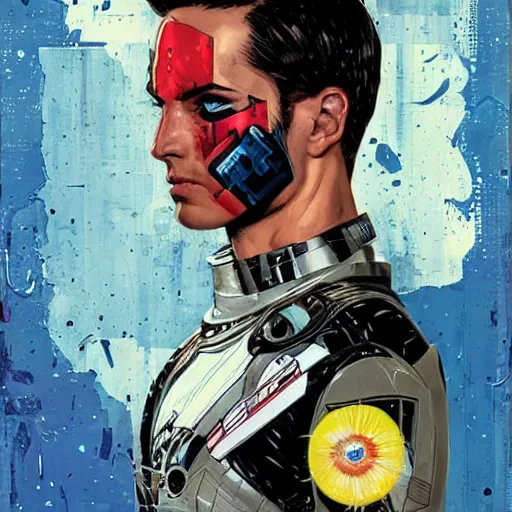 Image similar to portrait of a male android, by MARVEL comics and Sandra Chevrier