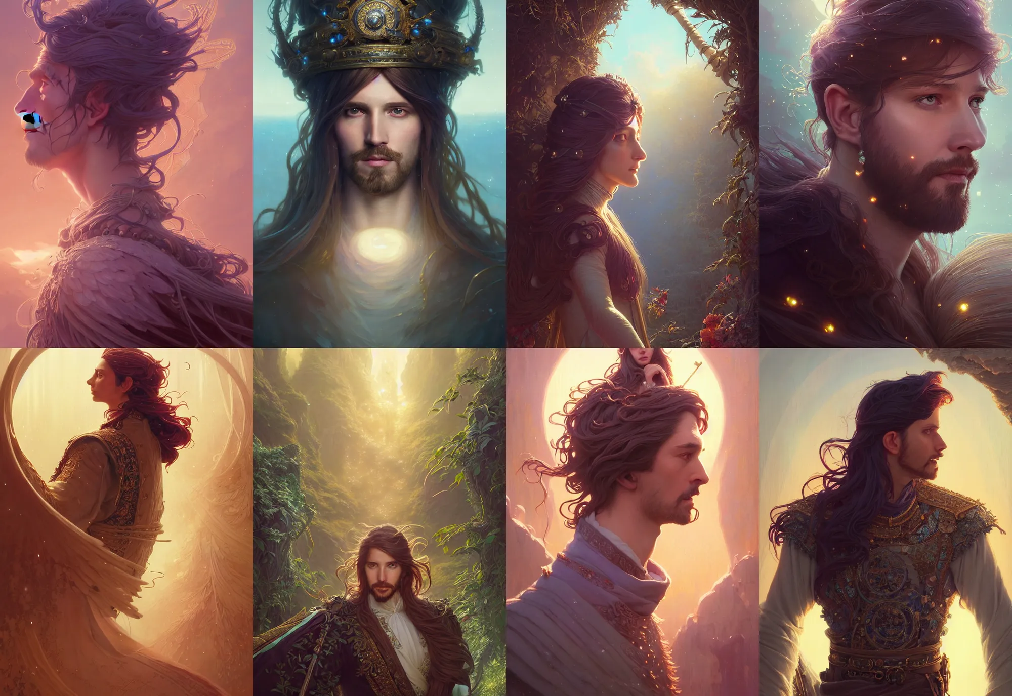 Prompt: highly detailed portrait of a prince with long hairs, stephen bliss, unreal engine, fantasy art by greg rutkowski, loish, rhads, ferdinand knab, makoto shinkai and lois van baarle, ilya kuvshinov, rossdraws, tom bagshaw, alphonse mucha, global illumination, radiant light, detailed and intricate environment