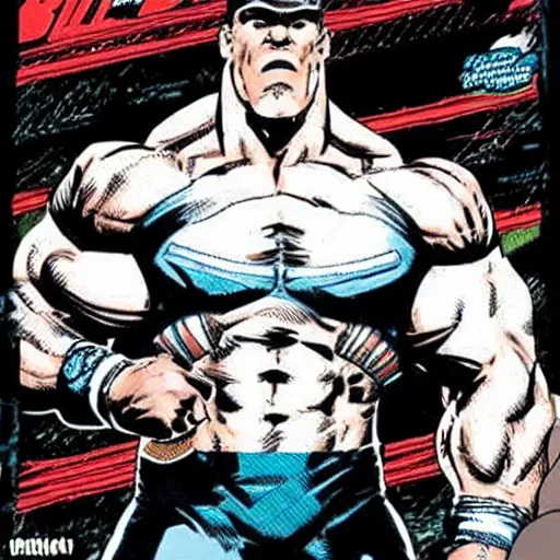 Prompt: john cena as a comic book character, illustrated by jim lee