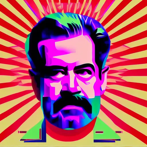 Image similar to Synthwave geometrical art of Saddam Hussein