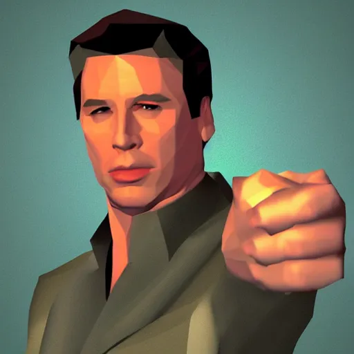 Image similar to low poly john travolta in goldeneye 64 cover art