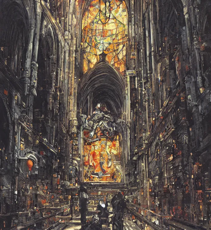 Image similar to underground cathedral, oil painting by katsuhiro otomo