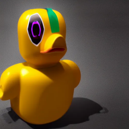 Prompt: a centered detailed render of a cyborg rubber ducky, unreal engine render