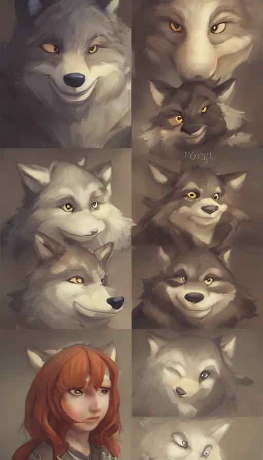 Image similar to portrait character design a cute fluffy wolf girl, style of maple story and zootopia, portrait studio lighting by jessica rossier and brian froud and gaston bussiere