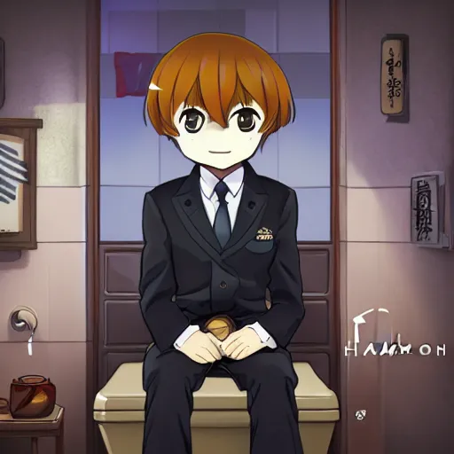 Prompt: Hanako-kun, from Toilet-bound Hanako-kun portrait artwork by Overwatch team