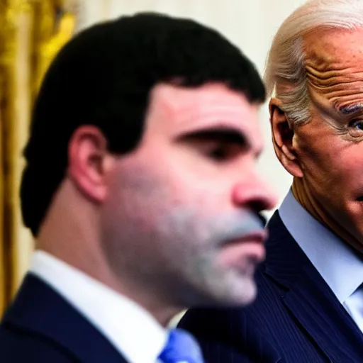 Prompt: joe biden smelling el chapo's hair