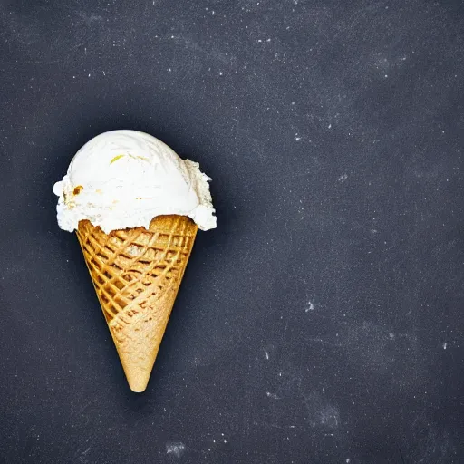 Image similar to earth made of ice cream, in a cone, which is melting under the heat