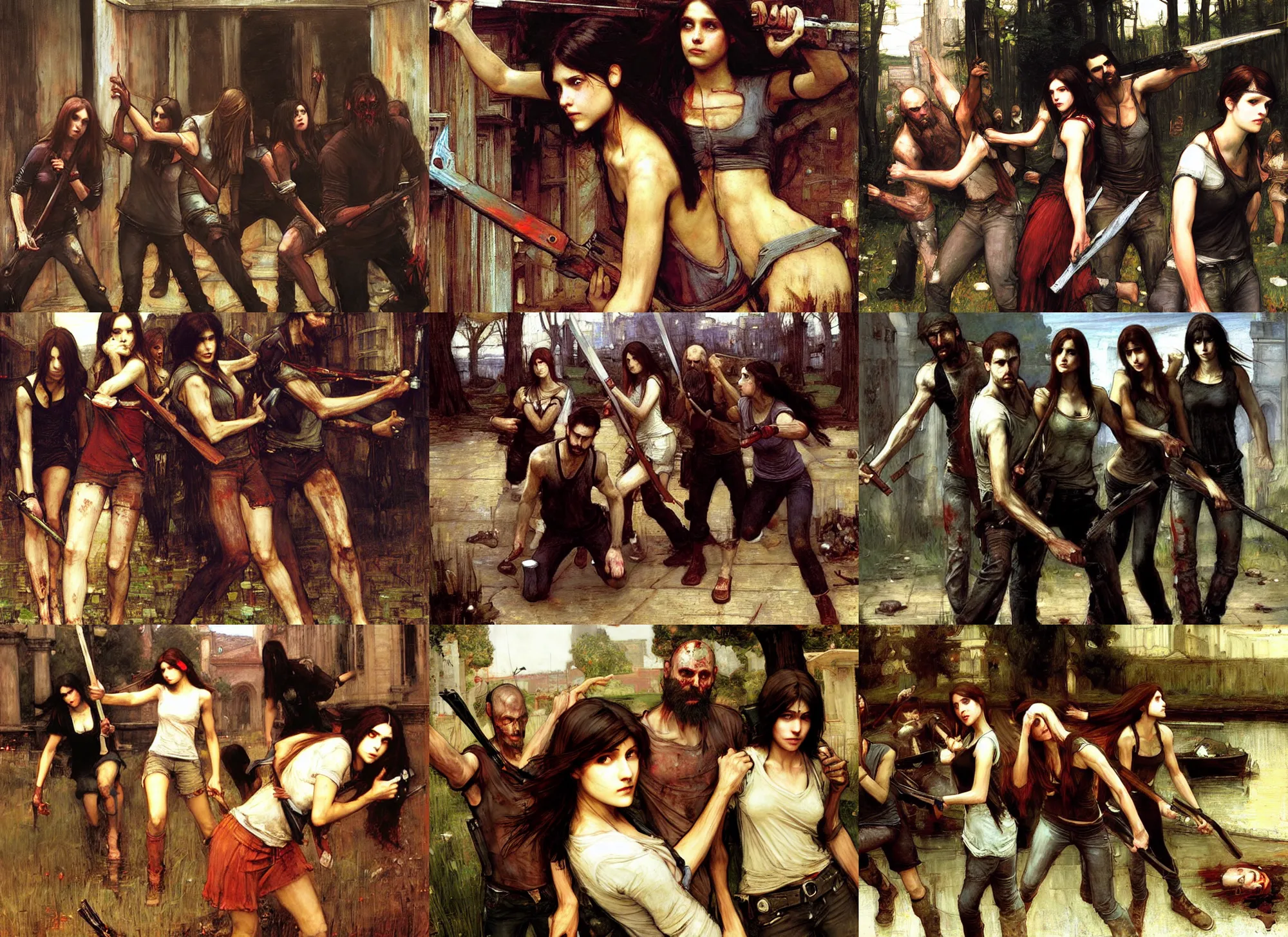 Prompt: Left 4 Dead, painted by John William Waterhouse