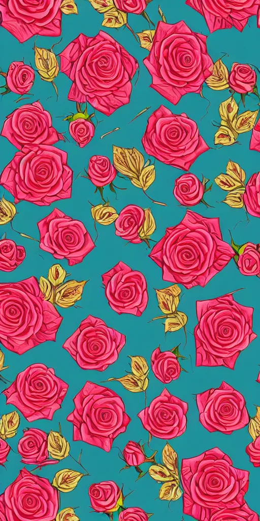 Image similar to seamless pattern of beautiful roses with leaves and throns, colourful, symmetrical, repeating 35mm photography