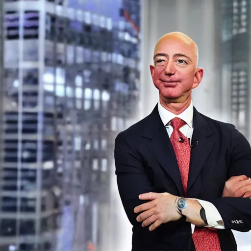 Prompt: jeff bezos being abusive towards his employees and forcing them to work without toilet breaks, sharp focus, hyper realistic, sony 5 0 mm lens
