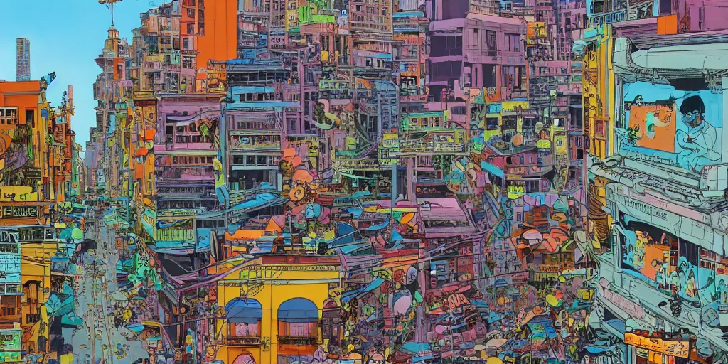 Image similar to colombo sri lankan city street, art by Josan Gonzalez