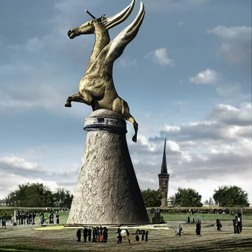 Image similar to a picture showing a reconstruction of what the magdeburg unicorn looked like,